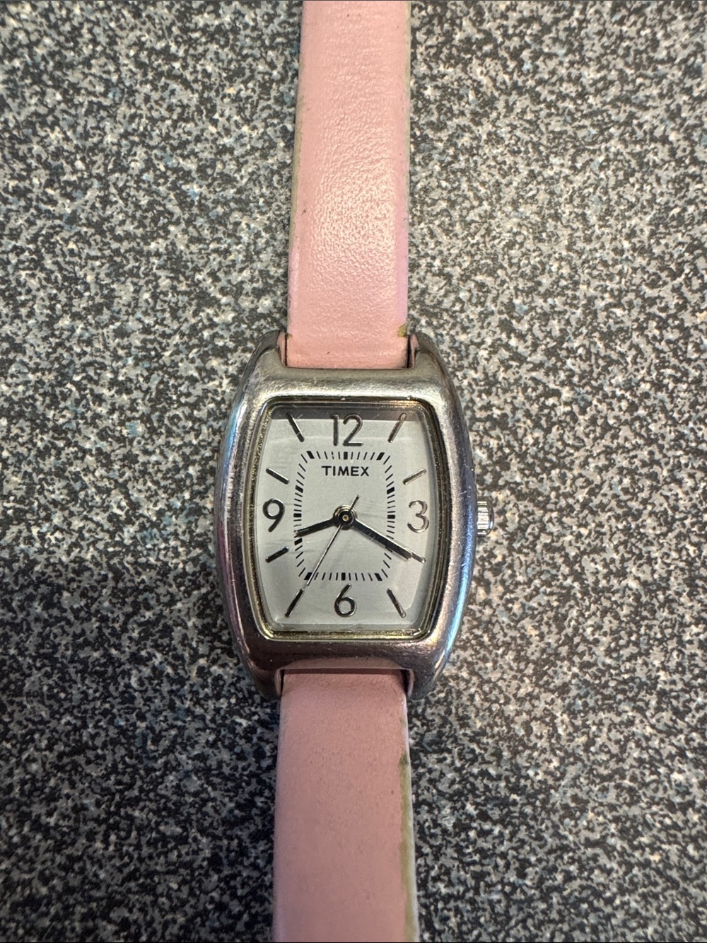 Timex Silver Case Watch with Pink Leather Strap